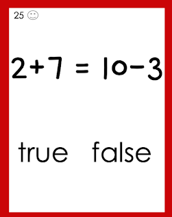 an example of the red task cards, balancing two numbers