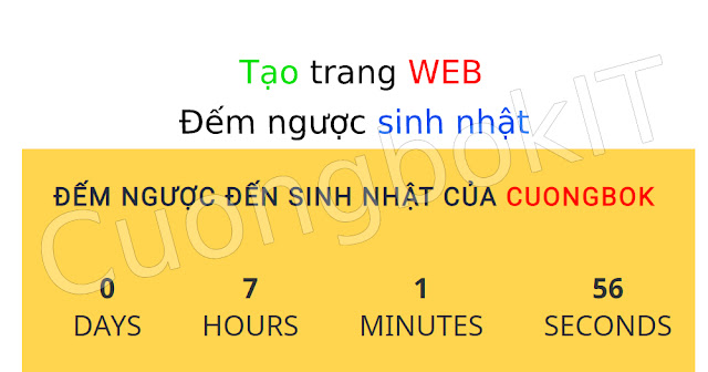 Tạo Trang Web Đếm Ngược Sinh Nhật Cực Chất - CuongbokIT