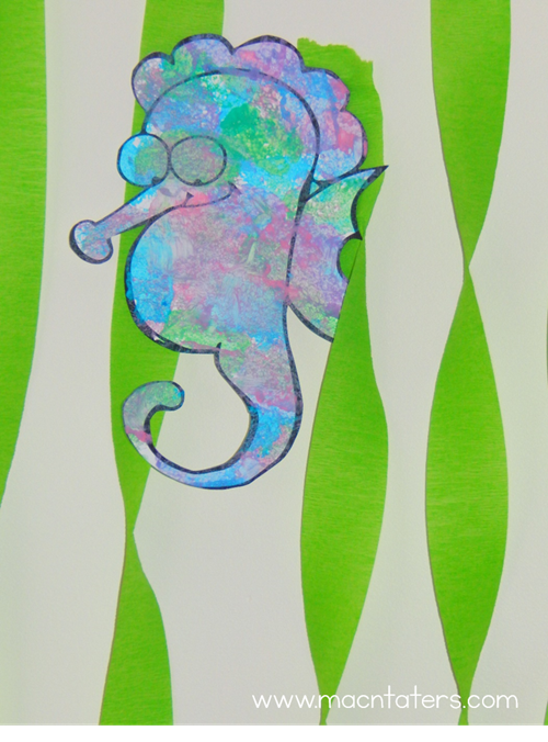 Sponge Painted Seashor to go along with Mr. Seahorse by Eric Carle