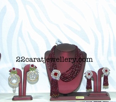 Ruby Beads set with Diamond Earrings