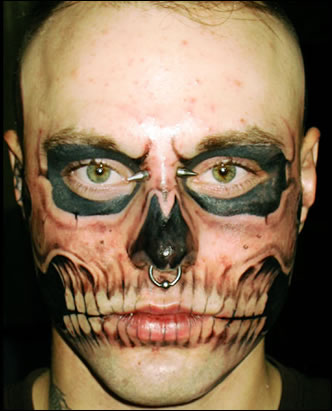  facially-tattooed, Satan-worshiping, public school student.