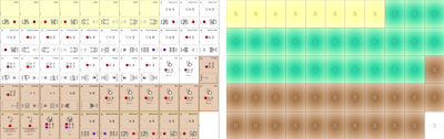 Two grids of card images side by side, one with various card faces, and the other with card backs in corresponding locations