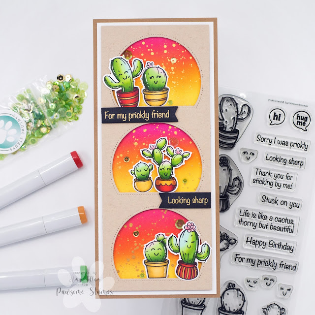 Prickly Friend Stamp and Die set, Captivating Cactus Sequin Mix by Pawsome Stamps #pawsomestamps #handmade