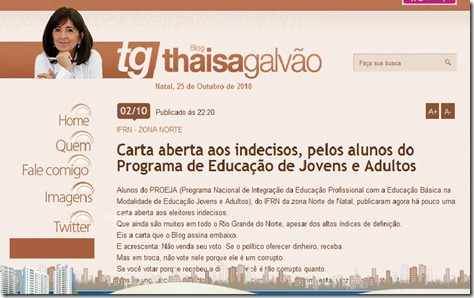 Carta aberta site Thaisa