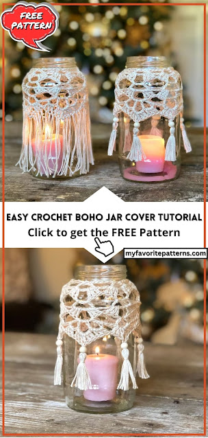 Easy Crochet Boho Jar Cover Tutorial