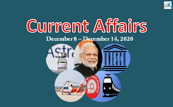 Current Affairs Weekly Updates of December 8 - December 14, 2020