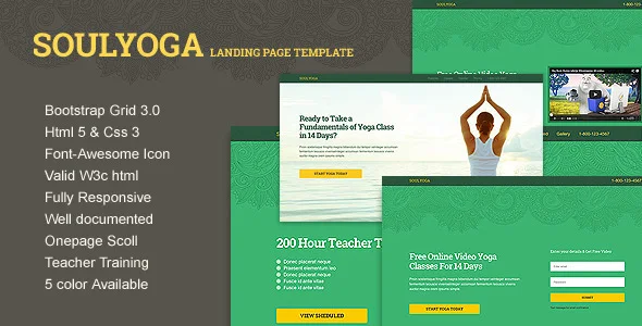 Soulyoga Landing Page Responsive HTML5 Template