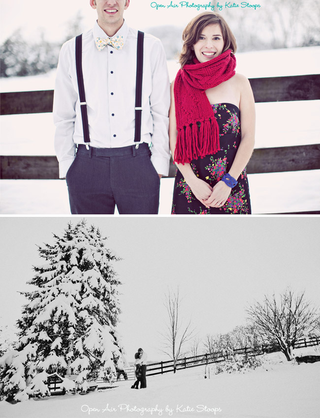 winter engagement snow scarf