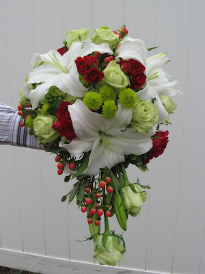 White and Purple stargazer lily wedding bouquet