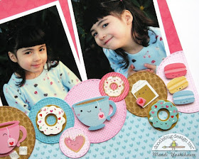 Doodlebug Design Cream & Sugar Valentine's Day Scrapbook Layout by Mendi Yoshikawa.