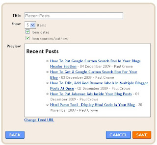feed widget blog