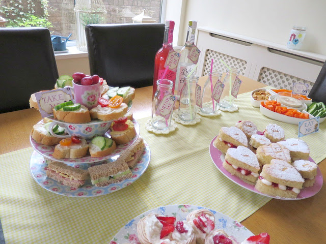 Home made birthday afternoon tea food and drink on Cath Kidston plates perfect for Spring