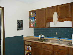 The newly painted kitchen