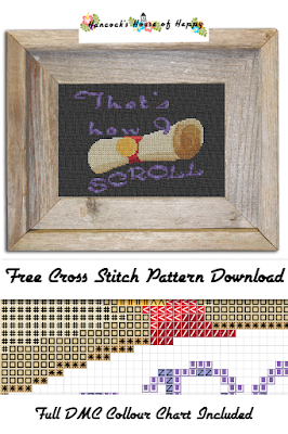 There are five new free magical cross stitch patterns coming at you and also some terrific cross stitch magic puns. AND... just for shits and giggs all of this weeks free magic cross stitch patterns are done on a black background fabric but don't feel you have to use black. Some of these magical cross stitch designs would look pretty cool on hand dyed fabric. There are a couple that would also be perfect for any mutli-coloured or variegated floss you have in your stash. 