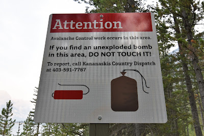 Trans Canada Trail bomb warning sign Alberta.