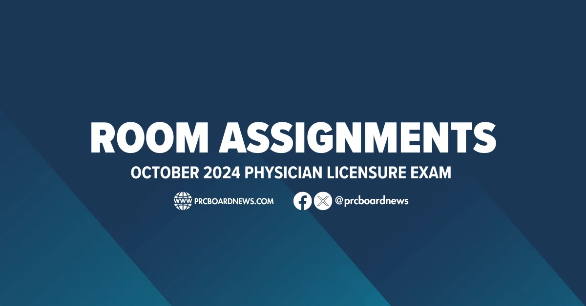 PLE Room Assignments: October 2024 Physician board exam