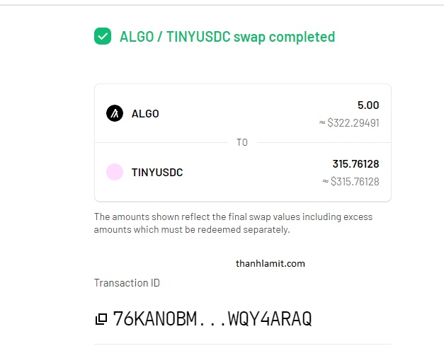 Swap algo testnet