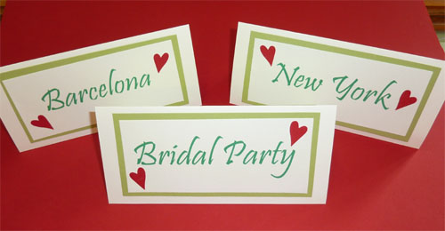 Table Name Cards for Weddings