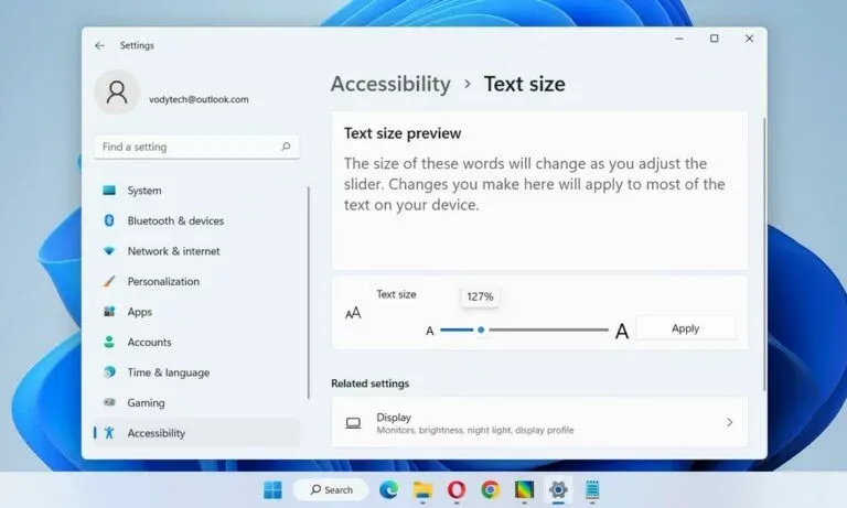 كيفية تغيير حجم الخط على ويندوز Windows 11