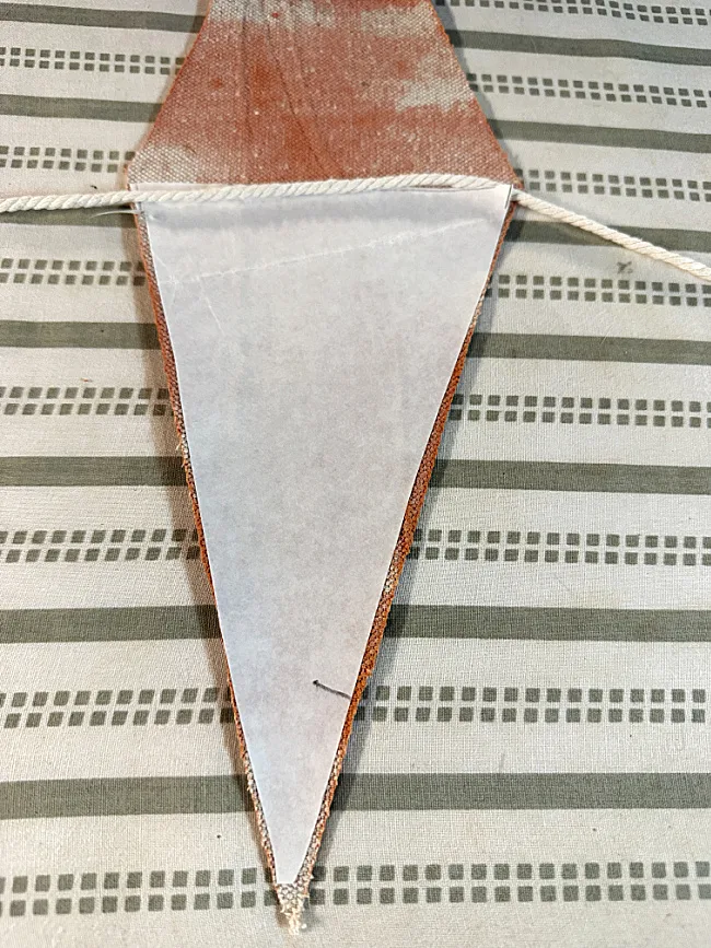 open pennant with iron on paper