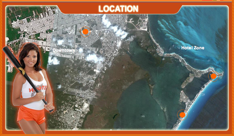 hotel zone map cancun. Hooters Hotel Zone, Cancun,