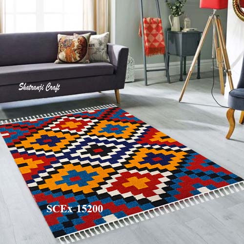 New design (3'x5' feet) shatranji floormat rug in Rangpur Satranji শতরঞ্জি ডিজাইন SCEx-15200