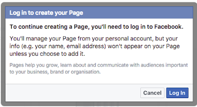 login to create Facebook page