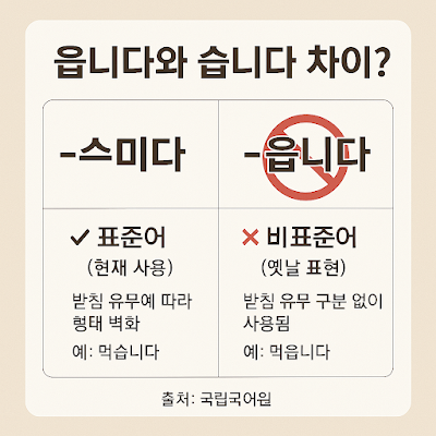 헷갈리는 한국말 문법 공부 습니다와 읍니다
