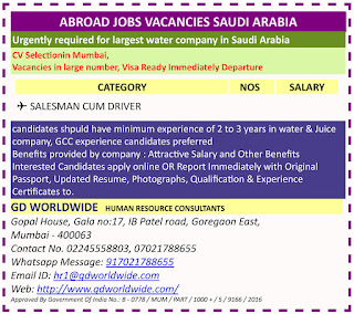 Urgently required for largest water company in Saudi Arabia text image