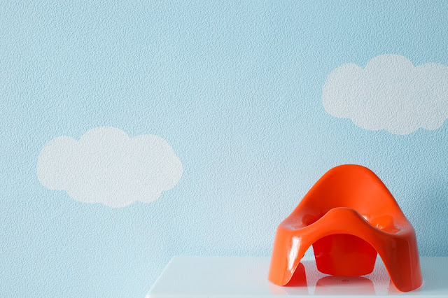 Orange potty in front of a cloudy background