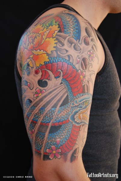 Japanese Snake Tattoo on Sleeve There is something that is so uniquely