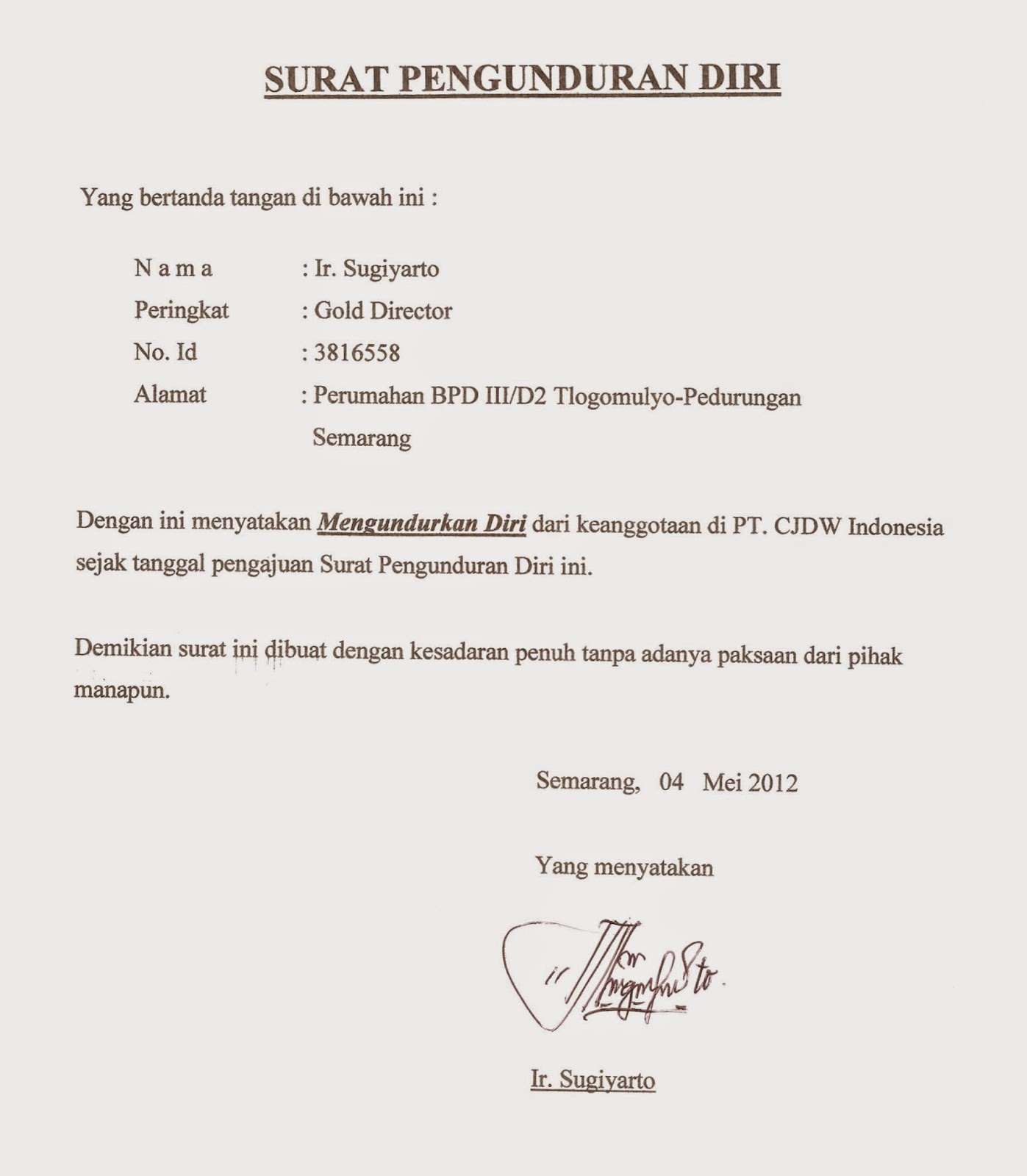 Contoh Surat Pengunduran diri Yang Baik dan Benar | GUDANG ...