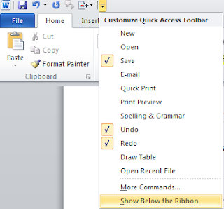 Customize quick access toolbar