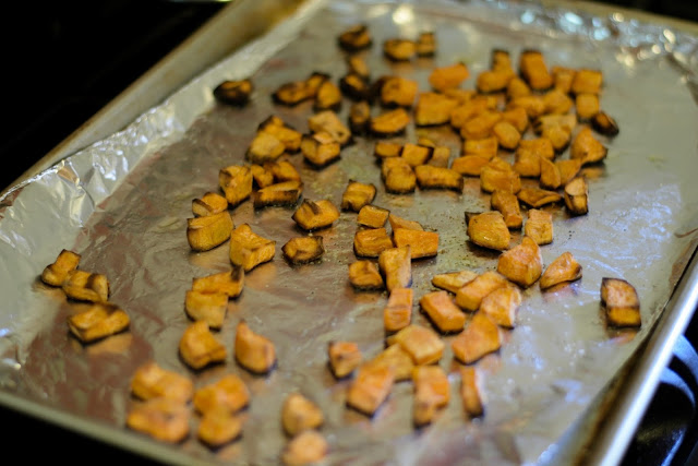 The roasted sweet potatoes. 