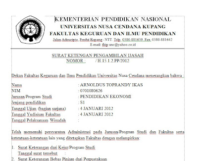 Contoh Formulir Wisuda Universitas Nusa Cendana  IKASMEDIA