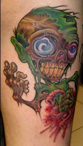 Other people prefer zombie tattoos that look more like a cartoon.