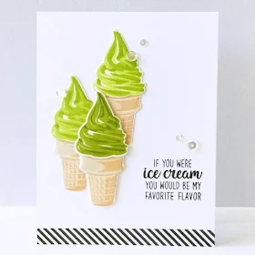 Sunny Studio Stamps: Two Scoops Ice Cream Cone Favorite Flavor Card by Donna Mikasa