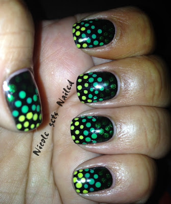 Green Gradient Polka Dots on Black