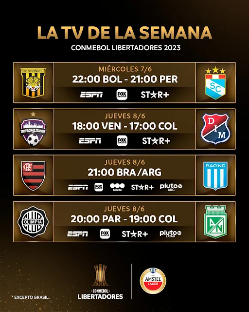 Fixture y Television Fecha 5 Copa Libertadores 2023