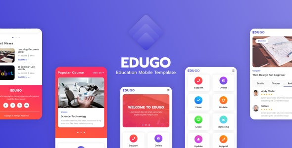 Edugo - Education Mobile Template - Responsive Blogger Template