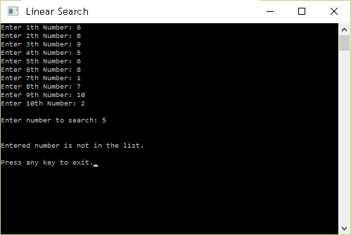 Linear Search c/c++