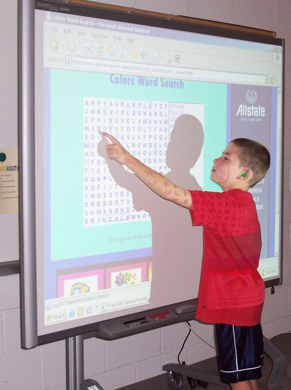 student using smart board