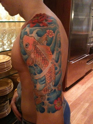 Arm Tattoo Design with Koi Fish Tattoo