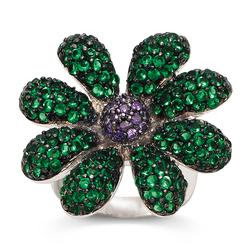 Amethyst CZ and Faux Peridot Blossom Ring