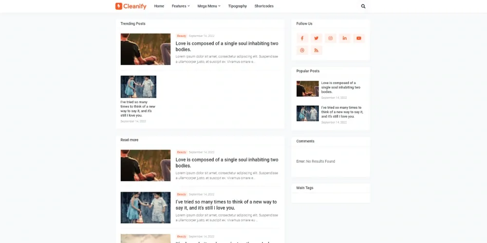 Cleanify - Classic Blogger Template