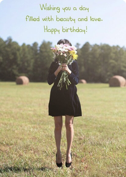 happy birthday girlfriend flowers, bokeh wishes image