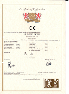 MH CE Welding Glove 2ND Certificate
