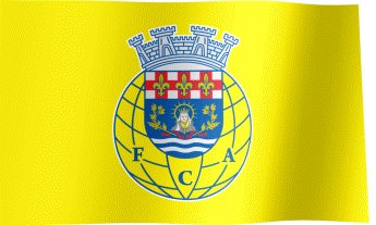 The waving fan flag of F.C. Arouca with the logo (Animated GIF)