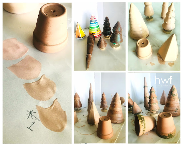 faux finish,Christmas,painting,Christmas Decor Themes,thrifted,dollar store crafts,tutorial,re-purposed,Christmas Decor,holiday,up-cycling,terra cotta Christmas,terra cotta, terra cotta pots,garden pots,terra cotta trees,faux painting,faux terra cotta.