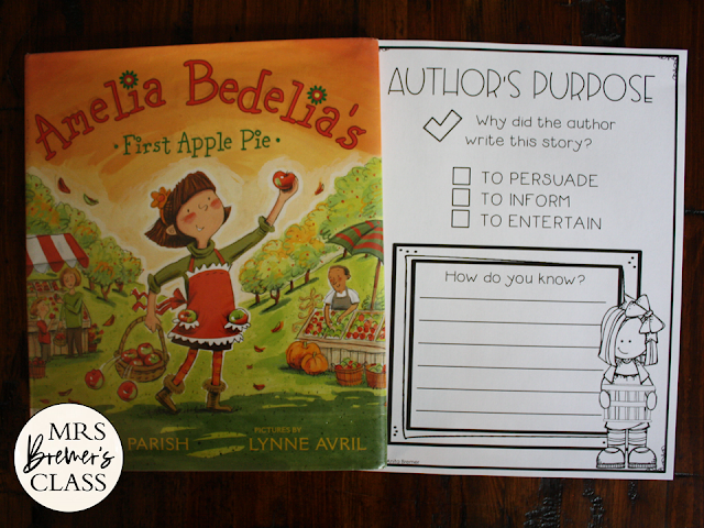 Amelia Bedelias First Apple Pie book activities unit with literacy companion activities and a craftivity for Kindergarten and First Grade
